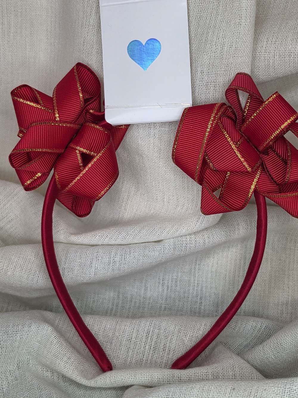 The Children’s Place Red Gold Double Bow Headband NWT